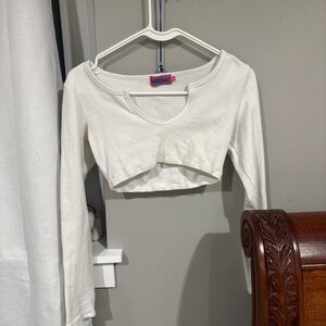 White Edikted Long Sleeve Crop Top